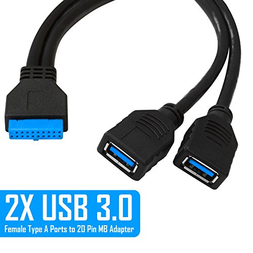 Kingwin 2 Port USB 3.0 A Type Female to 20 Pin MB Adapter