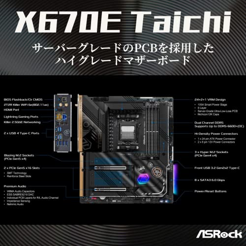 ASRock X670E Taichi Support AMD AM5 RYZEN 7000 Series Processors Motherboard