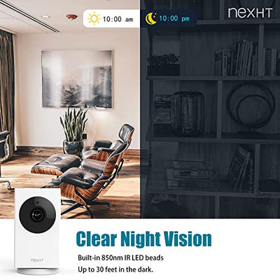 NexHT 1080P Pan/Tilt/Zoom Indoor Smart Camera Wi-Fi Viewing for Baby, Elderly, Pet, with Night Vision, Motion Detection and 2-Way Audio (86336), White, 3.36 x 1.92 x 1.86 inches