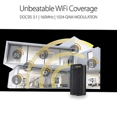 ASUS AX6000 WiFi 6 Cable Modem Wireless Router Combo (CM-AX6000) - Dual Band, DOCSIS 3.1, Gigabit Internet Support, Approved by Comcast Xfinity and Spectrum, 160MHz Bandwidth, OFDMA, MU-MIMO