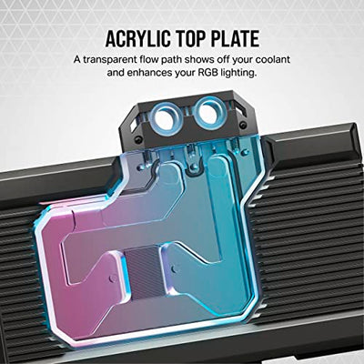 Corsair Hydro X Series XG7 RGB 4090 Founders Edition GPU Water Block - for NVIDIA® GeForce RTX™ 4090 FE - CNC Nickel-Platted Copper, 50 Cooling Fins, Included Backplate & ARGB Adapater Cable - Black
