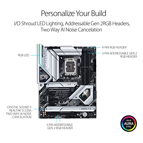 ASUS Prime Z690-A LGA 1700(Intel 12th) ATX Motherboard (16+1 DrMOS,PCIe 5.0,DDR5,4X M.2, Intel 2.5 Gb LAN,USB 3.2 Gen 2 Front Panel Type-C,Thunderbolt™ 4,Aura Sync RGB Lighting)