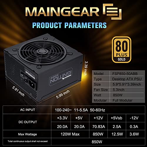 MAINGEAR Ignition Fully Modular ATX Power Supply PC 80 Plus Platinum, SLI Crossfire Ready, 10 Year Warranty