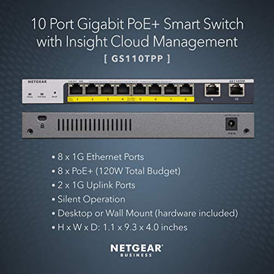 NETGEAR 52-Port PoE Gigabit Ethernet Smart Switch (GS752TPP) - Managed, Optional Insight Cloud Management, 48 x PoE+ @ 760W, 4 x 1G SFP, Desktop or Rackmount, and Limited Lifetime Protection