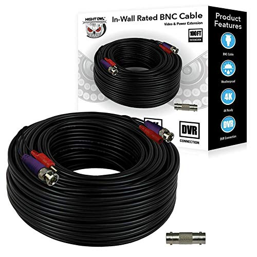 Night Owl 100 ft. in-Wall Rated Video/Power Camera Extension Cable with Extension Adapter (1-Pack)