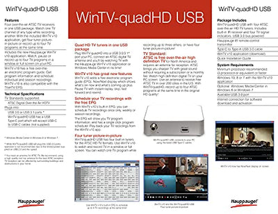 HAUPPAUGE 1682 WinTV-quadHD USB Four HD ATSC Digital TV Tuners for USB 3.0 W/PIP