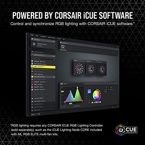 CORSAIR ML120 RGB Elite, 120mm Magnetic Levitation RGB Fan with AirGuide