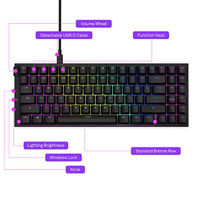 NZXT Function Mini TKL Mechanical Keyboard PC Gaming - MX Compatible Hot Swappable Key Switches Switch Sockets Linear RGB Aluminum Top Plate
