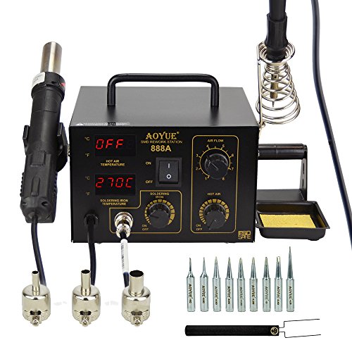 Aoyue 888A 2 in 1 Digital Hot Air Rework and Soldering Station, black