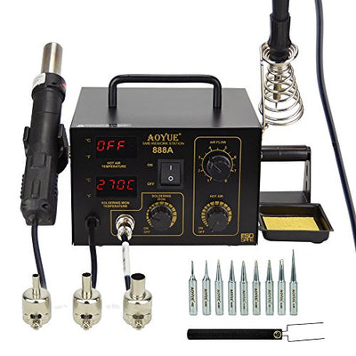 Aoyue 888A 2 in 1 Digital Hot Air Rework and Soldering Station, black