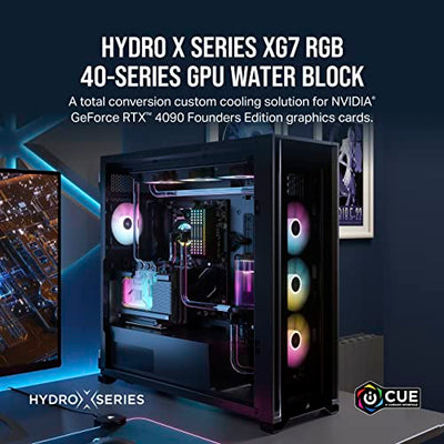 Corsair Hydro X Series XG7 RGB 4090 Founders Edition GPU Water Block - for NVIDIA® GeForce RTX™ 4090 FE - CNC Nickel-Platted Copper, 50 Cooling Fins, Included Backplate & ARGB Adapater Cable - Black