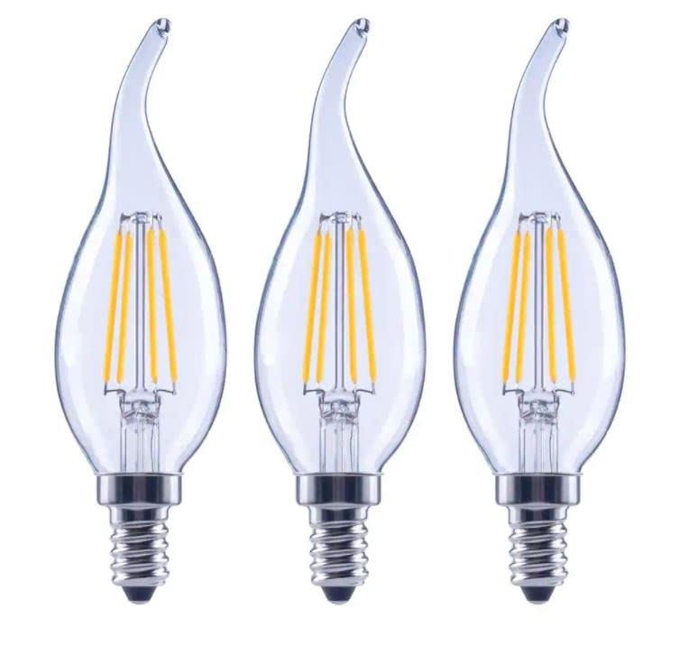 EcoSmart Bulbs 40-Watt Equivalent B11 Dimmable Flame Bent Tip Clear Glass Candelabra LED Vintage Edison Light Bulb Daylight (3-Pack)