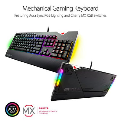 ASUS RGB Mechanical Gaming Keyboard - ROG Strix Flare (Cherry MX Blue Switches - cm SS) | Aura Sync & SDK | Gaming Keyboard for PC | Customizable Badge, USB Pass-Through | Media Controls