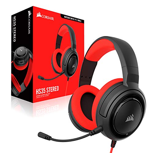 Corsair HS35 - Stereo Gaming Headset - Discord Certified - Memory Foam Earcups - Works with PC, Xbox Series X, Xbox Series S, Xbox One, PS5, PS4, Nintendo Switch and Mobile – Red