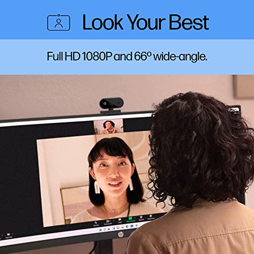 HP 320 FHD Webcam - USB-A Computer Camera with Mic & Privacy Cover - for Desktop, Laptop, & Chromebook - 1080p Resolution w/Wide FOV - Zoom & Teams Compatible - Clip Mount, Tripod Support, & Swivel