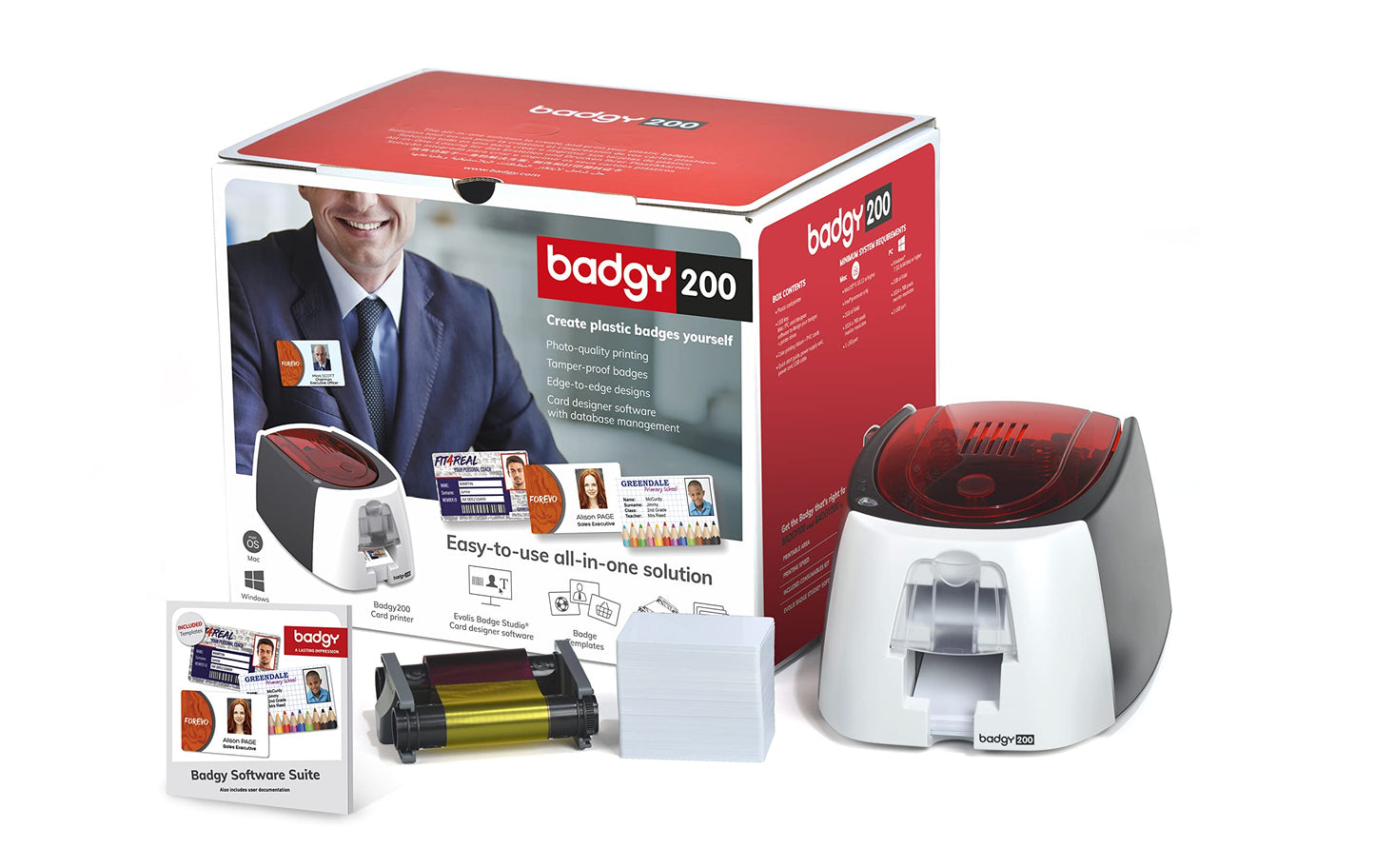 Badgy200 Card and Badge Printer - Pack Printer Cards Software