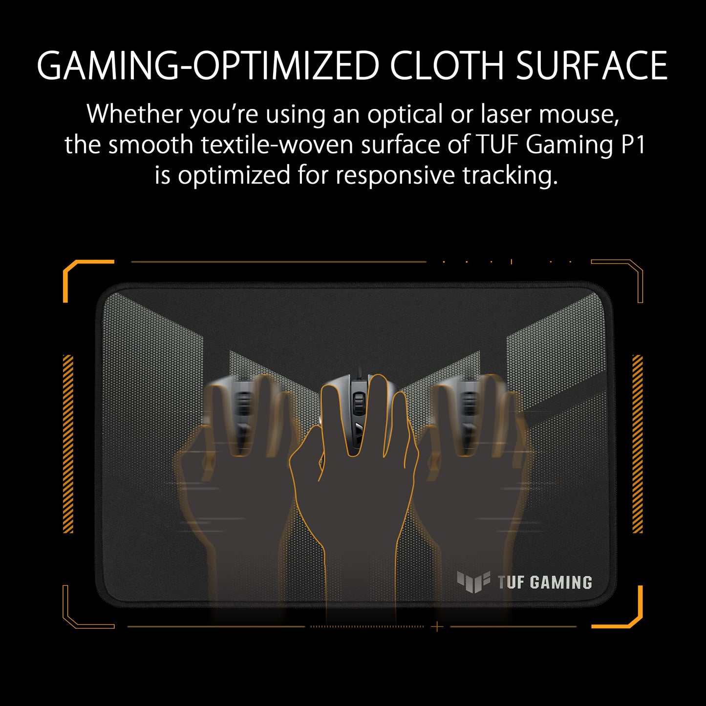 ASUS TUF Gaming P1 Portable Gaming Mouse Pad | Optimized Cloth Surface, Nano-Coated, Water-Resistant, Durable Anti-fray Stitching, and Non-Slip Rubber Base